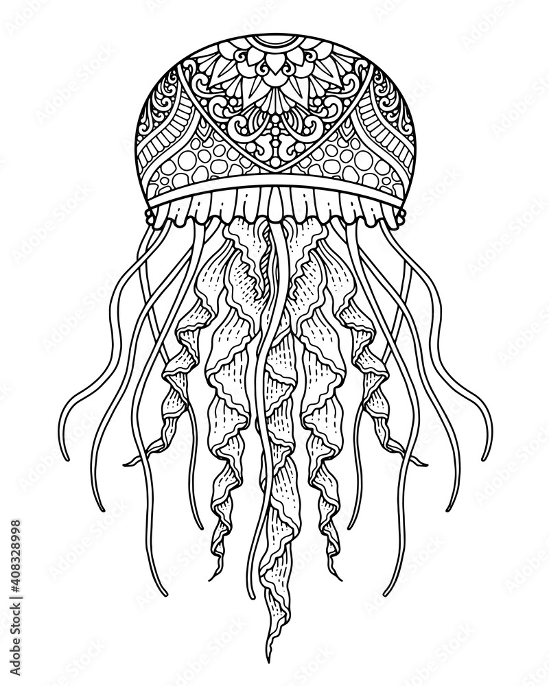 sea life coloring page illustration and print design Stock Vector ...