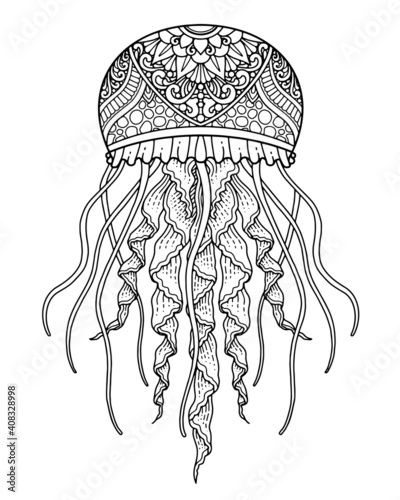 sea life coloring page illustration and print design