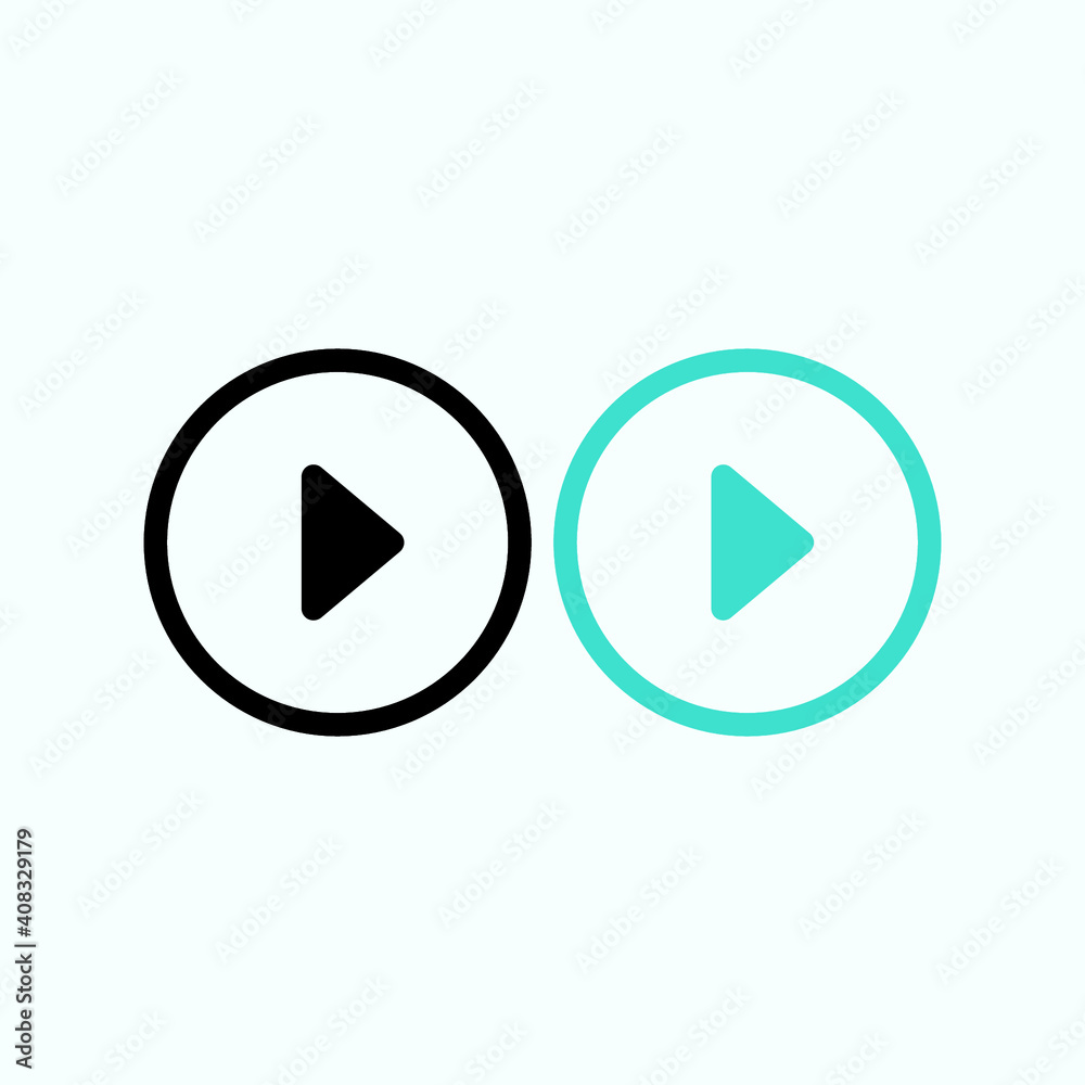 Play button icon in trendy flat style isolated on grey background. Play symbol for your web site design, logo, app, UI. Vector illustration Play button icon in trendy flat style isolated on grey background. Play symbol for your web site design, logo, app, UI. Vector illustration