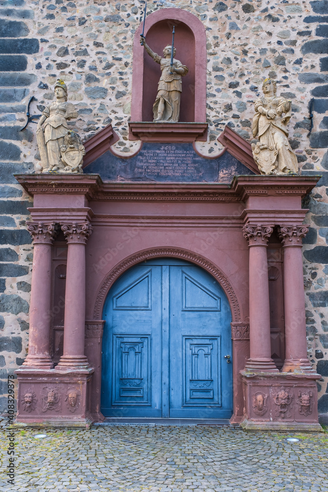 Portal of the castle of Butzbach / Germany in the Taunus with magnificent statues
