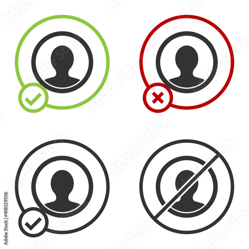 Black Create account screen icon isolated on white background. Circle button. Vector.