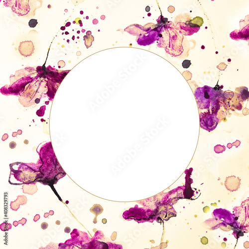 Hand painted watercolor background with flower pattern