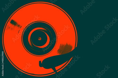 illustration in pop style of a vinyl on a turntable