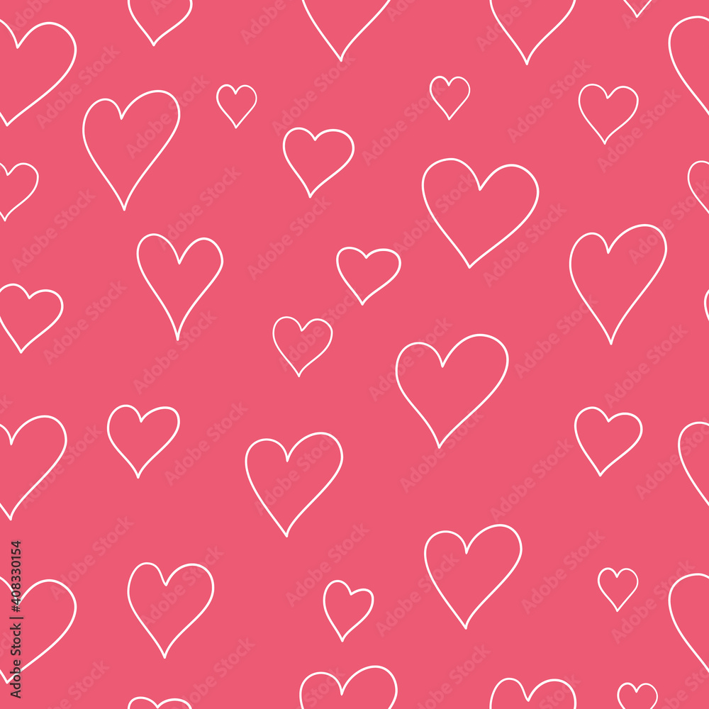Seamless Valentines day pattern with hearts. Vector.