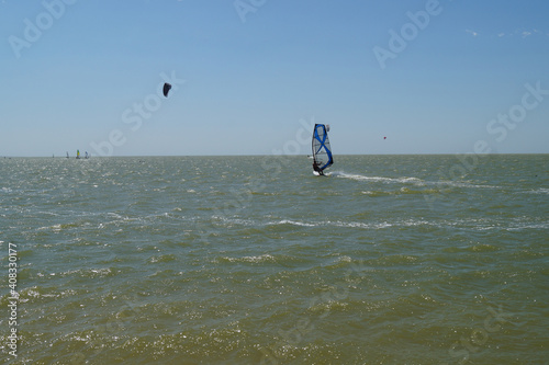 kite surfing on the sea