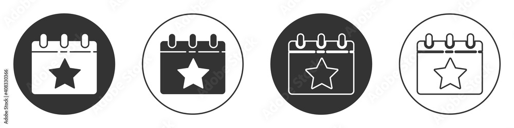 Black Day calendar with date July 4 icon isolated on white background. USA Independence Day. 4th of July. Circle button. Vector. Black Day calendar with date July 4 icon isolated on white background. USA Independence Day. 4th of July. Circle button. Vector.