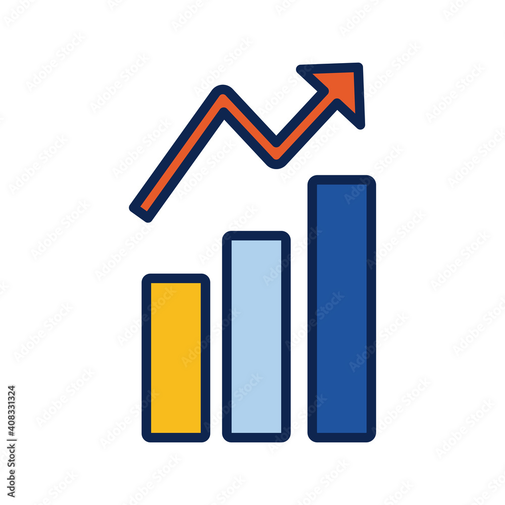statistics bars with arrow flat style icon statistics bars with arrow flat style icon