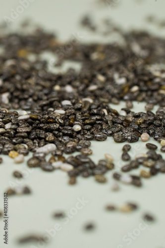 chia seeds on isolated black