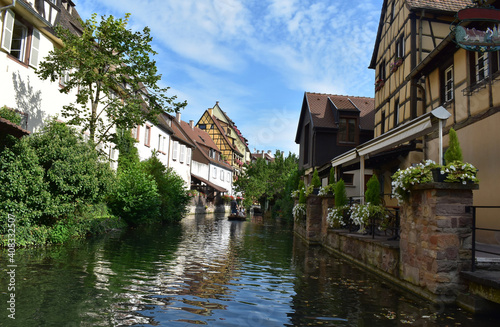 Colmar, old picturesque town, the river flowing through the city