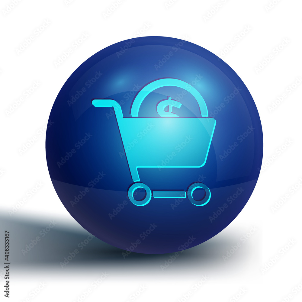 Blue Shopping cart and dollar symbol icon isolated on white background. Online buying concept. Delivery service. Supermarket basket. Blue circle button. Vector. Blue Shopping cart and dollar symbol icon isolated on white background. Online buying concept. Delivery service. Supermarket basket. Blue circle button. Vector.