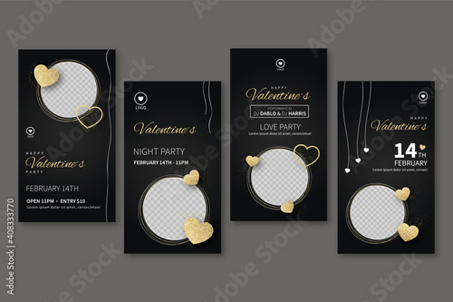 valentines day sales social media stories template. Valentines Instagram stories sales offer