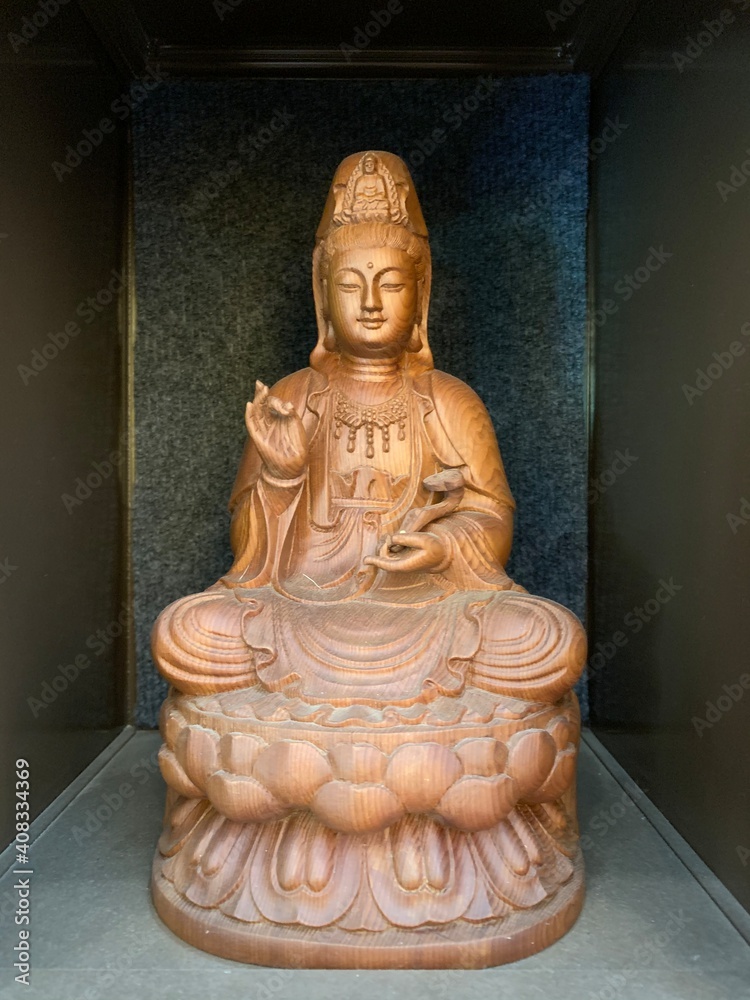 Statue of Guanyin on the territory of Buddhist center. Statue of Guanyin on the territory of Buddhist center.