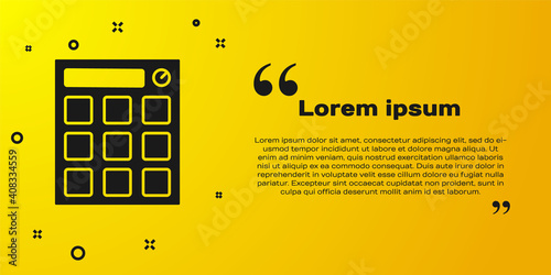 Black Drum machine music producer equipment icon isolated on yellow background. Vector.
