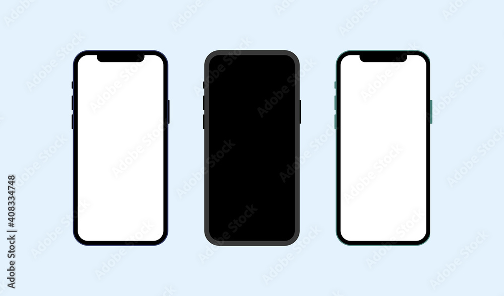 Mock-up smart phone empty screen front view on the blue background. Vector illustration. Mock-up smart phone empty screen front view on the blue background. Vector illustration.