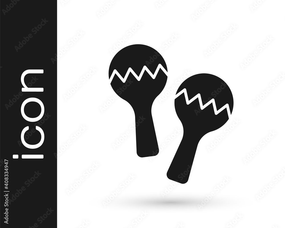 Black Maracas icon isolated on white background. Music maracas instrument mexico. Vector. Black Maracas icon isolated on white background. Music maracas instrument mexico. Vector.