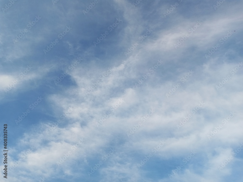 The cloudy blue sky background