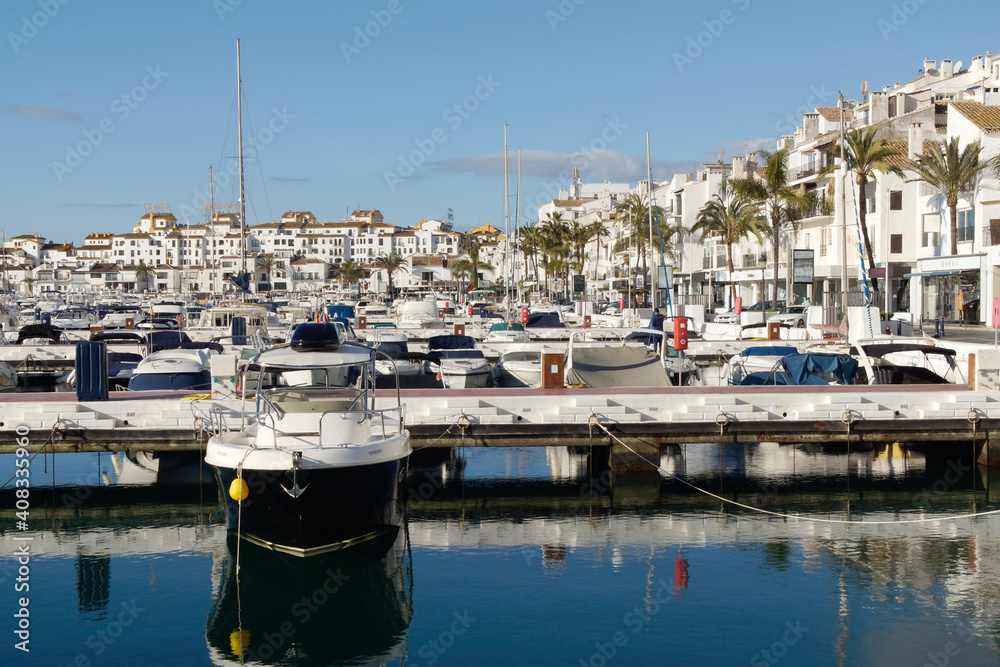 Puerto Banús (Marbella) Spain. Boats docked at the José Banús marina in Marbella