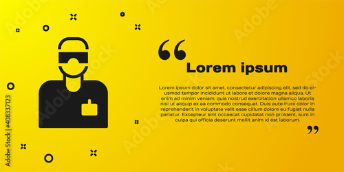 Black Laboratory assistant icon isolated on yellow background. Vector.