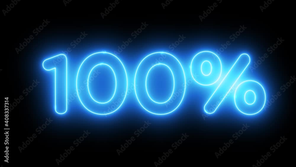 100% text as neon sign glowing and flickering 100% text as neon sign glowing and flickering