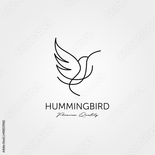 hummingbird logo line art minimalist vector illustration design