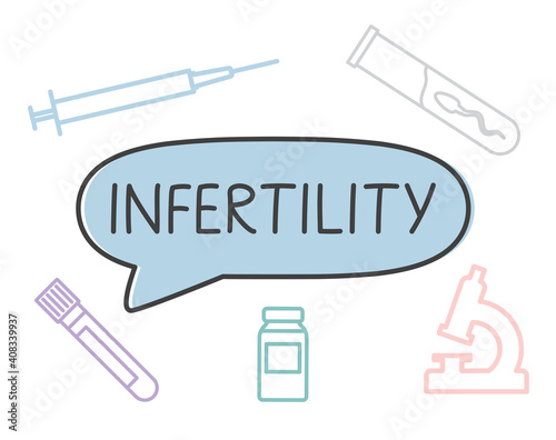 infertility written in speech bubble - vector illustration