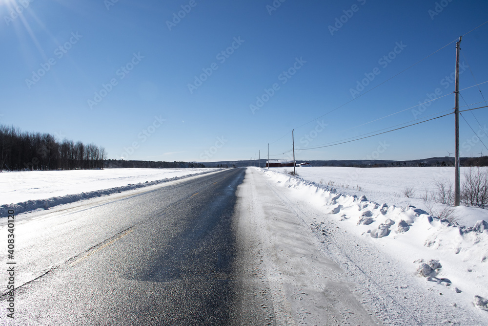 Winter road in upstate New York