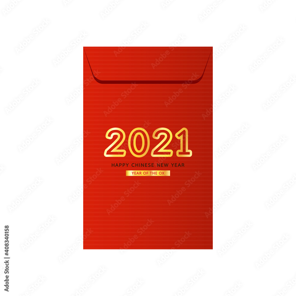 Chinese reward. Red paper pack. Envelope vector. Year of the Ox. Red pack.