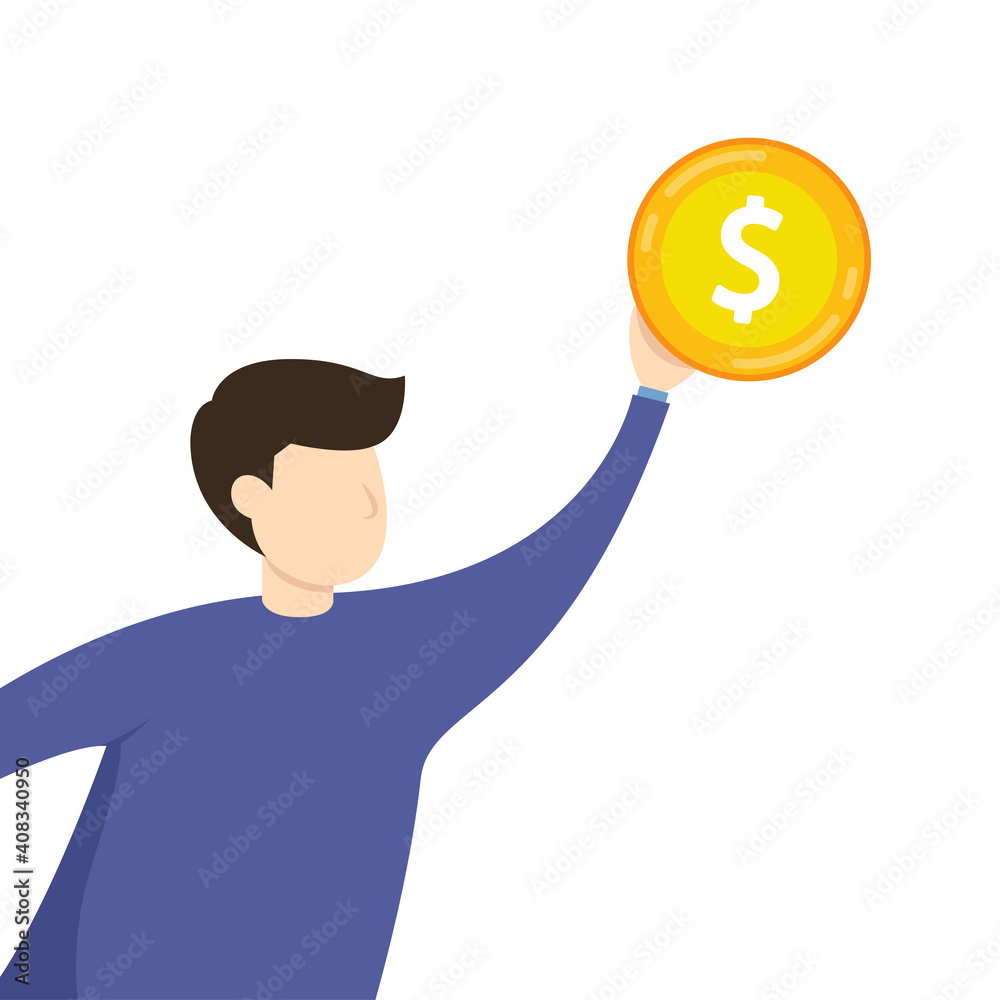 Business man vector. free space for text. Gold coin vector. Business man vector. free space for text. Gold coin vector.