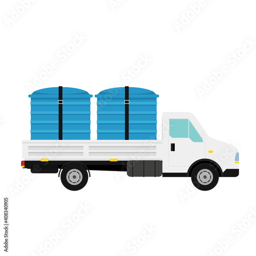Water tank vector. water tank on white background. Water tank on Truck vector.