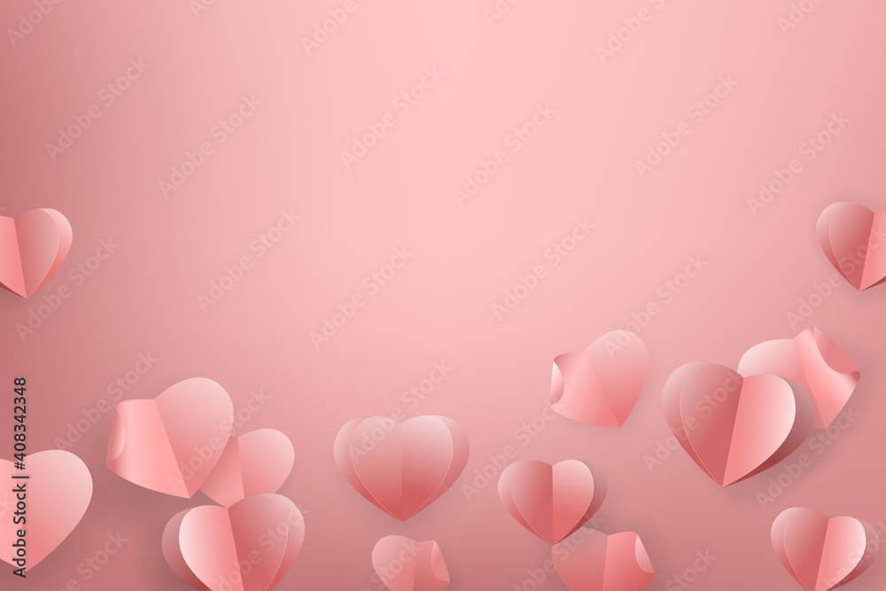 Romantic pink paper hearts