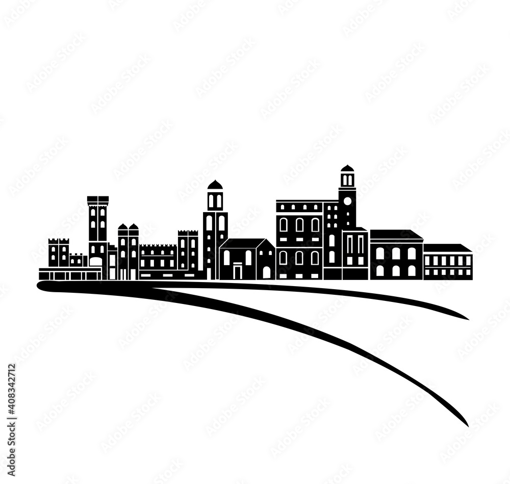 Obraz premium SKYLINE LAKE GARDA VERONA ITALY BLACK AND WHITE IMMAGE DESIGN