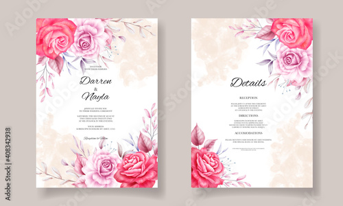 Beautiful wedding invitation card with floral design