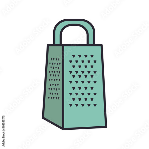 kitchen grater utensil line and colors style icon