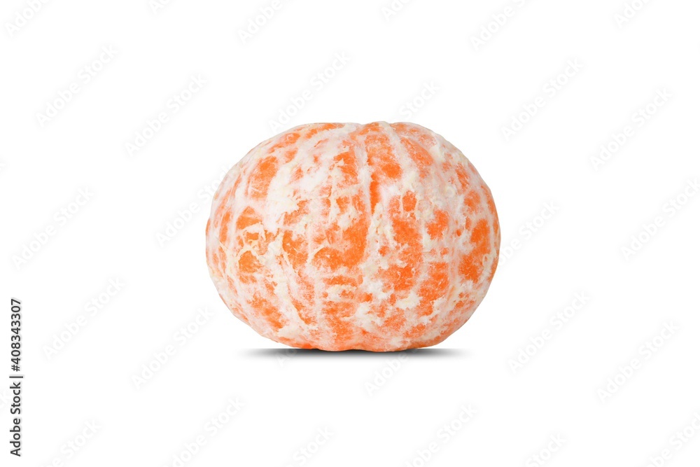 Peeled tangerine or mandarin fruit isolated on white background. Peeled tangerine or mandarin fruit isolated on white background.