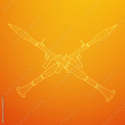 Anti-tank rocket propelled grenade launcher - RPG 7. Wireframe low poly mesh vector illustration.