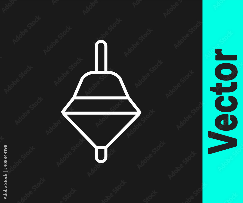 White line Whirligig toy icon isolated on black background. Vector. White line Whirligig toy icon isolated on black background. Vector.