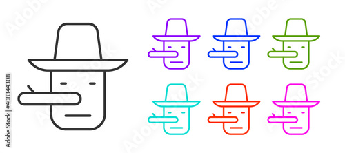 Black line Pinocchio icon isolated on white background. Set icons colorful. Vector.