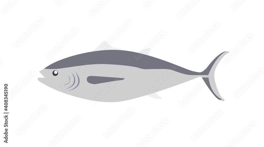 Vector Isolated Illustration of a Fish. Grey Fish Illustration or Icon Vector Isolated Illustration of a Fish. Grey Fish Illustration or Icon