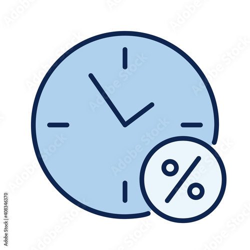 time clock with percent symbol flat style