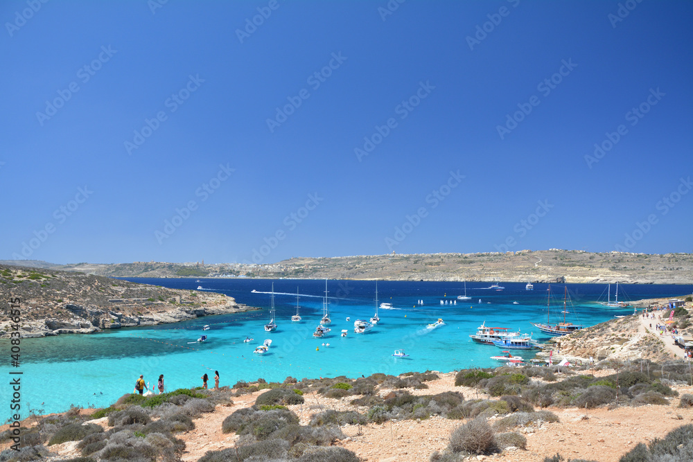 Obraz premium Blue Lagoon on Comino island, Malta.