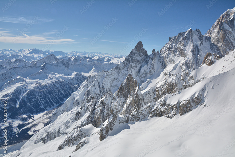 Winter Alps landscape view from Italy.