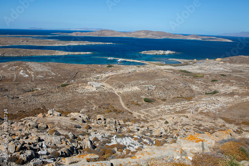 Ancient City in Delos Island in Aegean Sea, Greece.