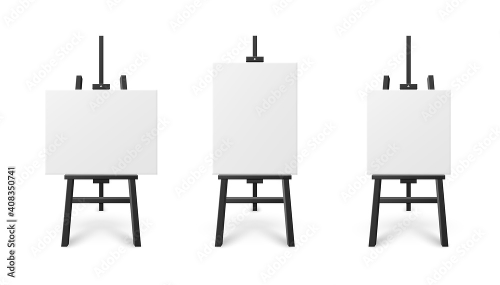 Templates set of white artboard on easel, realistic vector illustration isolated. Templates set of white artboard on easel, realistic vector illustration isolated.