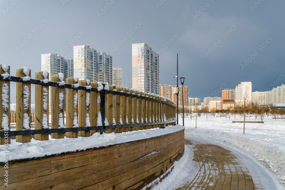 Beautiful morning view of Yuzhnoe Butovo park in South Butovo district, Moscow, Russia. Beautiful morning view of Yuzhnoe Butovo park in South Butovo district, Moscow, Russia.