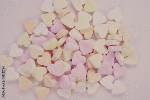 colorful sweets in the shape of heart, love concep