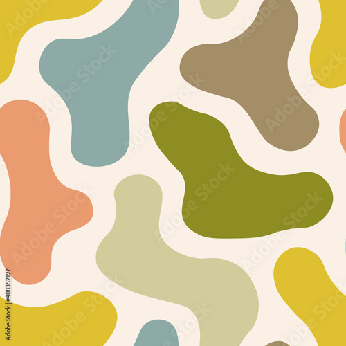 Vector seamless colorful pattern with abstract shapes. Drawing trendy endless texture - retro design