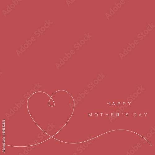 Mothers day card with heart, vector illustration