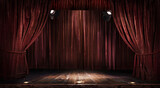Magic theater stage red curtains Show Spotlight.