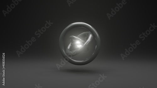 Circle Motion Illustration of Futuristic Energy. 3D Illustration in Dark Background with Copy Space