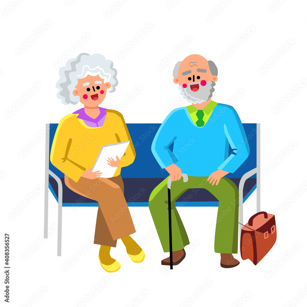 Waiting Room Sit On Chairs Elderly People Vector Waiting Room Sit On Chairs Elderly People Vector